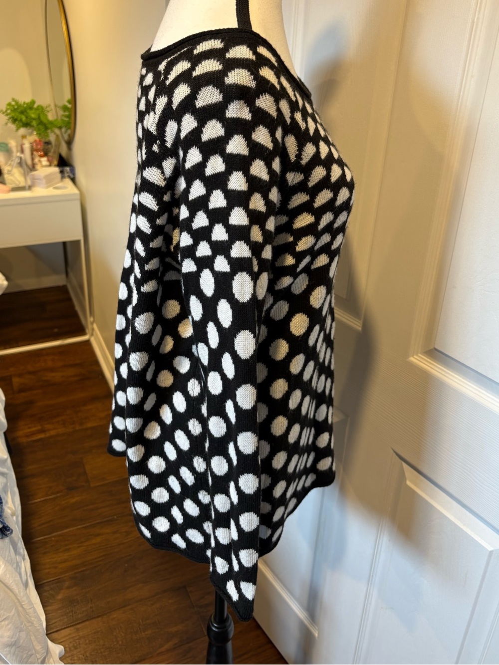 Sisley Black White Polka Dot Lightweight Sweater XS - Picture 2 of 7